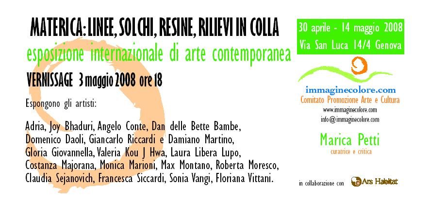 Invito della mostra Materica a Genova