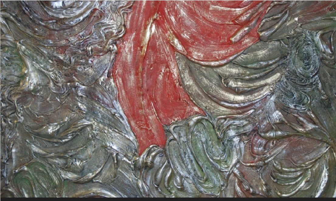 Dettaglio materico di un'opera della mostra Sogno